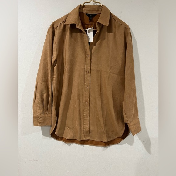 Banana Republic Brown suede shirt jacket size s oversize color brown NWT - Picture 1 of 8